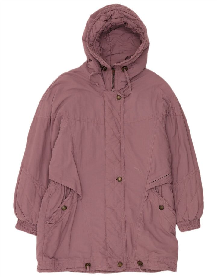 VINTAGE vindjakke med hætte til kvinder EU 42 Stor lilla polyester