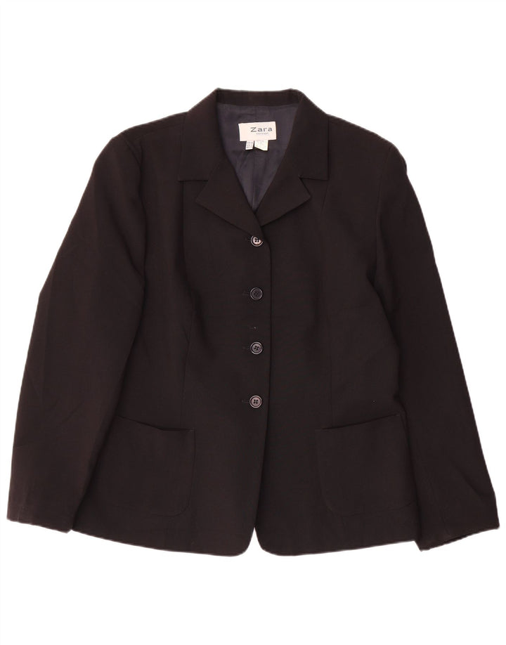 Zara Dame 4-knaps blazerjakke EU 44 XL Sort Polyester