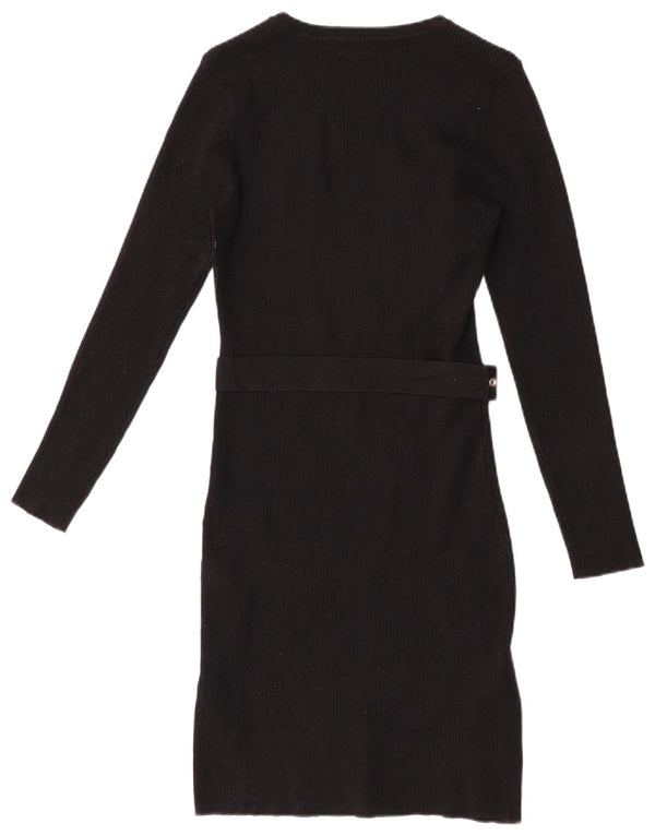 Lipsy Womens Military Jumper Dress UK 10 Small  Black Polyamide