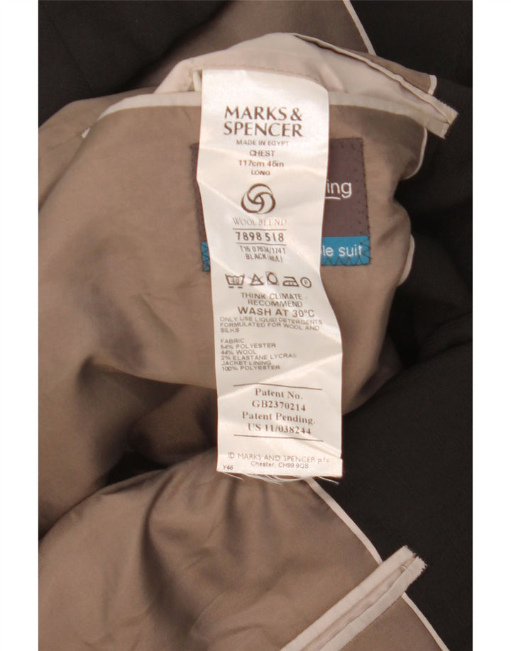 Marks & Spencer Herre 3-knaps blazerjakke UK 46 XL Sort Polyester