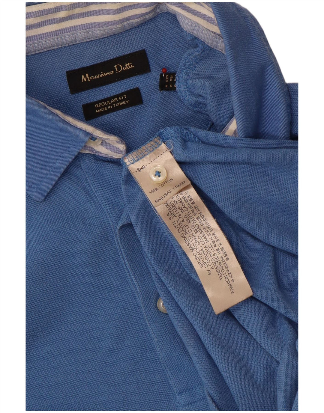 Massimo Dutti Herre Regular Fit Polo Shirt Medium Blue Bomuld