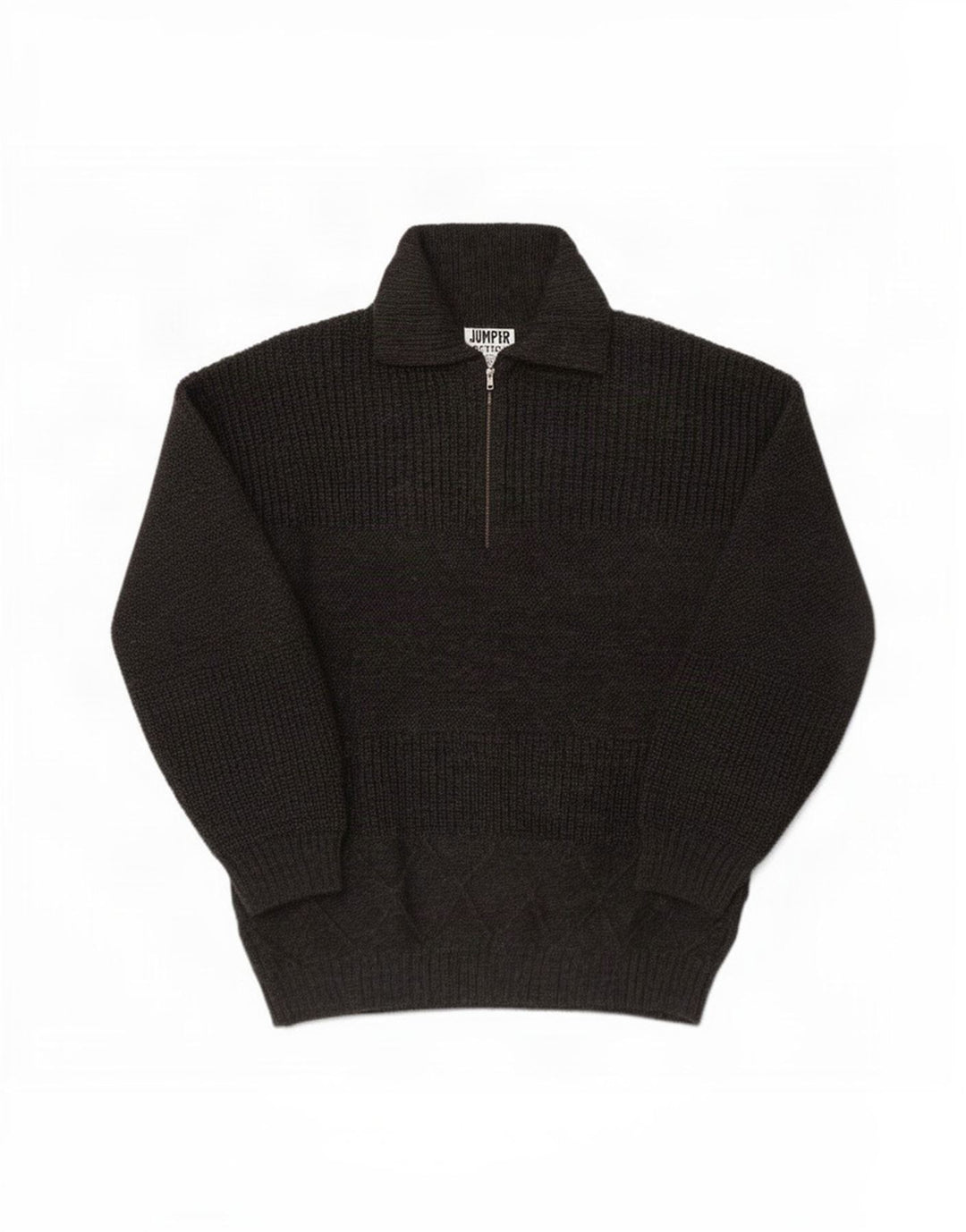 Vintage herre polo hals sweater mellemgrå uld