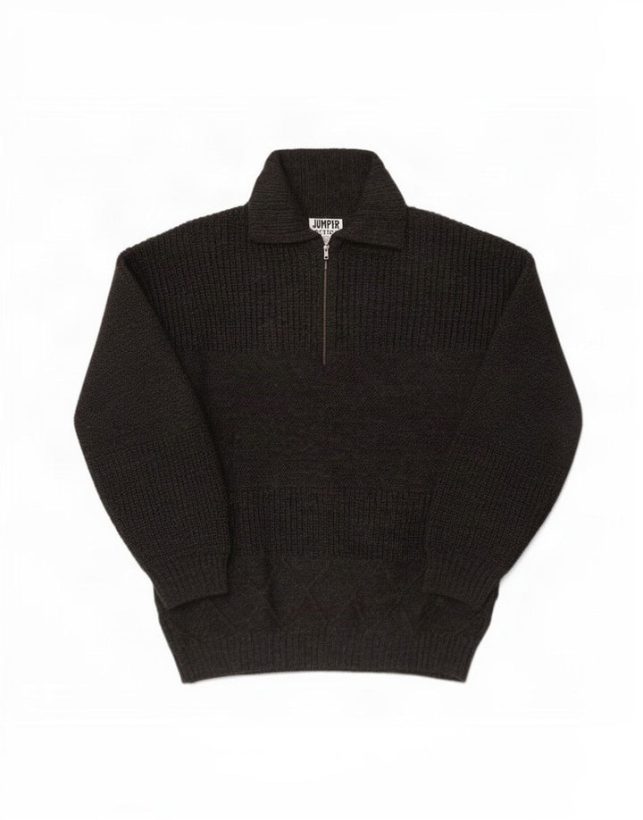 Vintage herre polo hals sweater mellemgrå uld