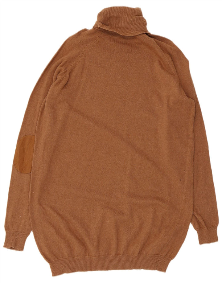 Zara Dame Rullehals Sweater UK 12 Medium Brun Bomuld