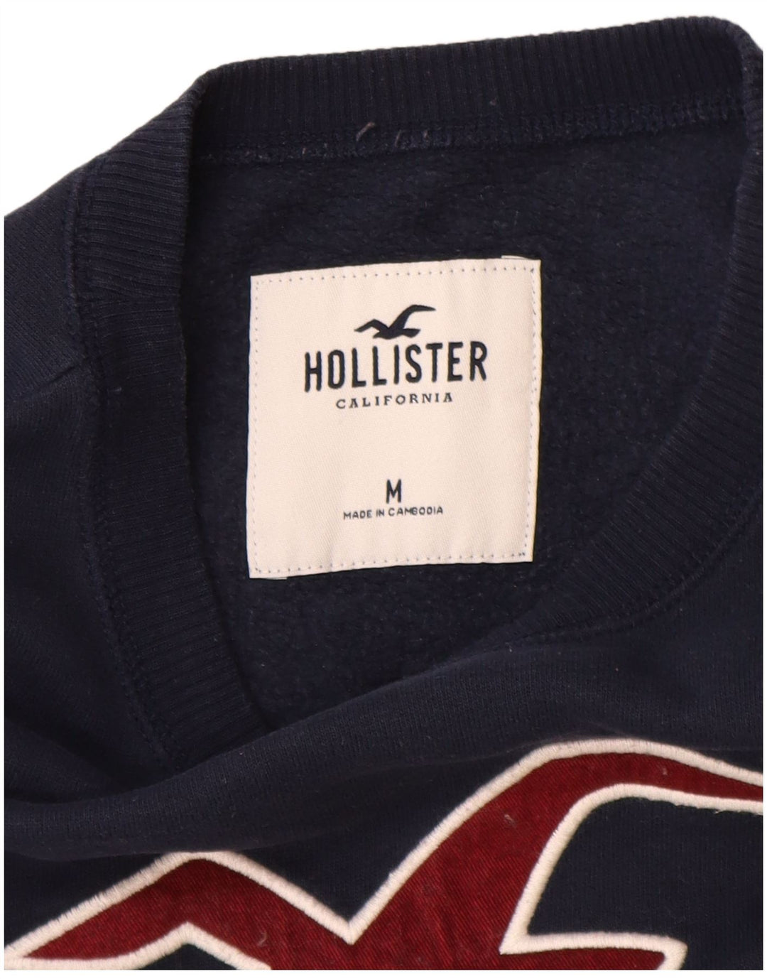 Hollister Herre grafisk sweatshirt Jumper Medium marineblå bomuld