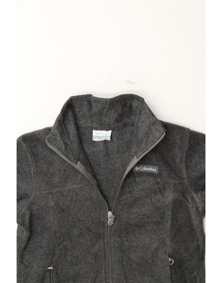 COLUMBIA Boys Fleece Jacket 7-8 Years Small Grey Polyester Vintage Columbia and Second-Hand Columbia from Messina Hembry 