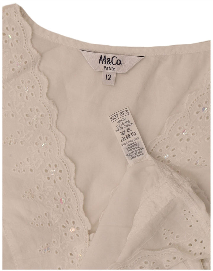 Max & Co. Dame Petite Bluse Top UK 12 Medium White Floral Bomuld