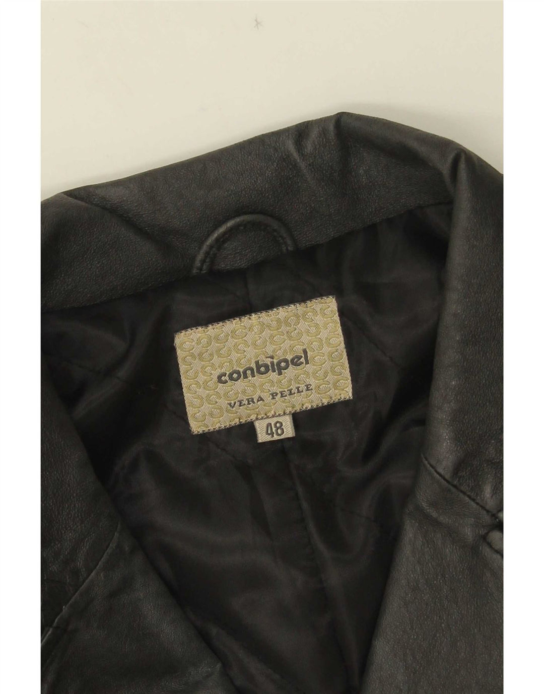 Conbipel Dame 3-knaps læder blazerjakke IT 48 XL Sort