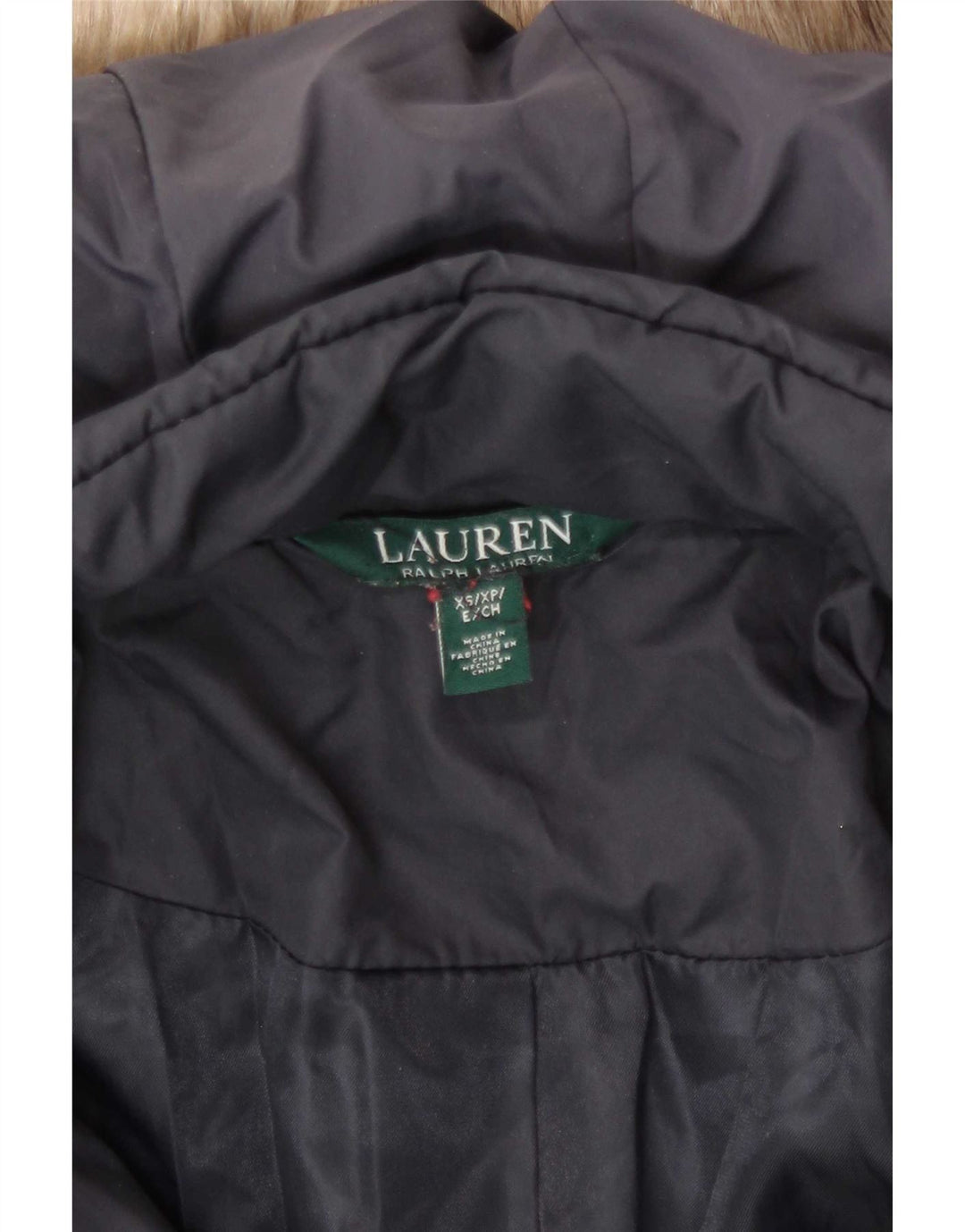 Ralph Lauren Polstret hættejakke til kvinder UK 6 XS marineblå polyester