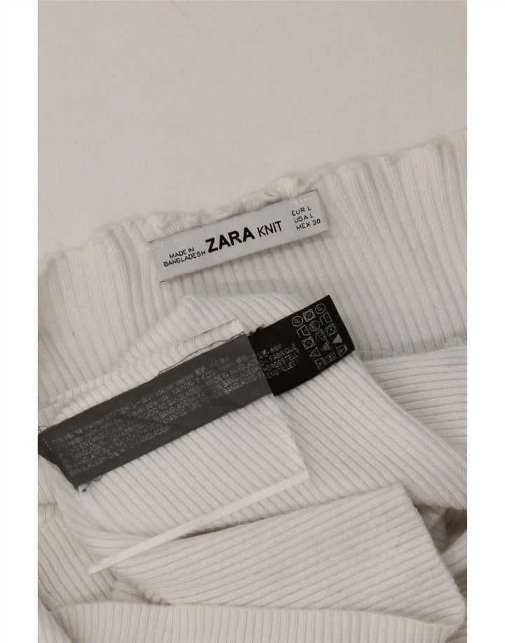 ZARA Womens Long Sleeve Off Shoulder Top UK 14 Large White Viscose Vintage Zara and Second-Hand Zara from Messina Hembry 