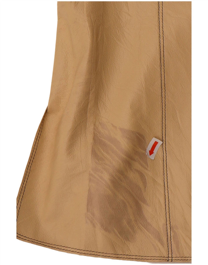 Vintage Dame Læder Gilet IT 44 Medium Beige Læder