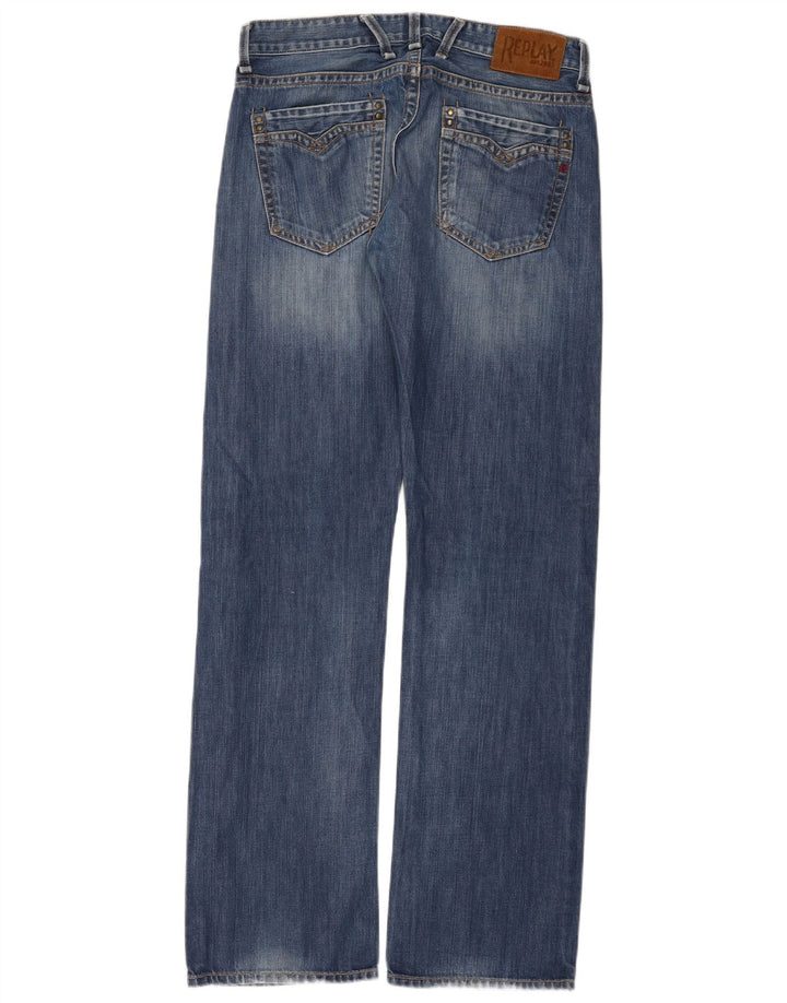 REPLAY Herre Straight Jeans W32 L34 Blå Bomuld