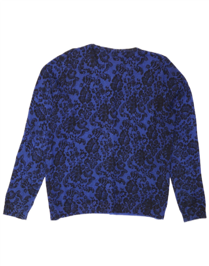 Marks & Spencer Dame Cardigan Sweater UK 12 Medium Blue Floral