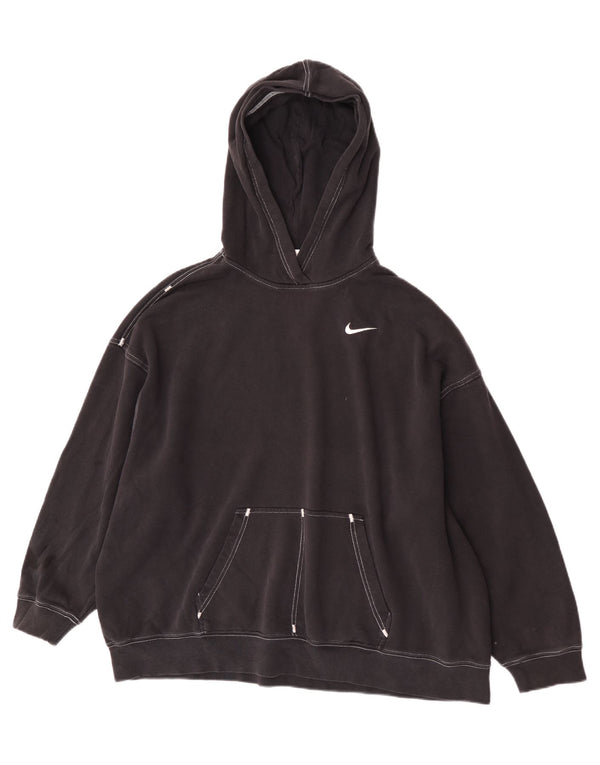 Nike Dame Oversized Hoodie Jumper UK 10 Small Black Bomuld