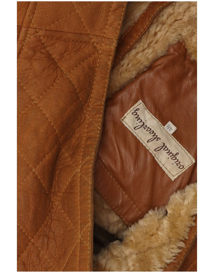 VINTAGE Herre Shearling Jacket IT 48 Medium Beige Shearling