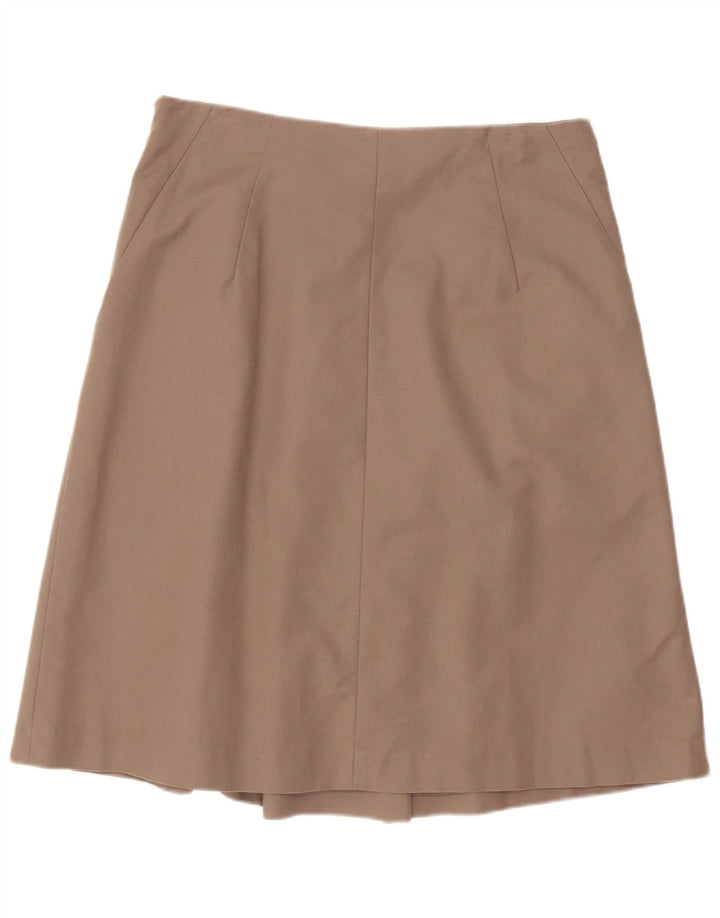 Zara Dame Midi Nederdel UK 12 Medium W28 Beige Bomuld