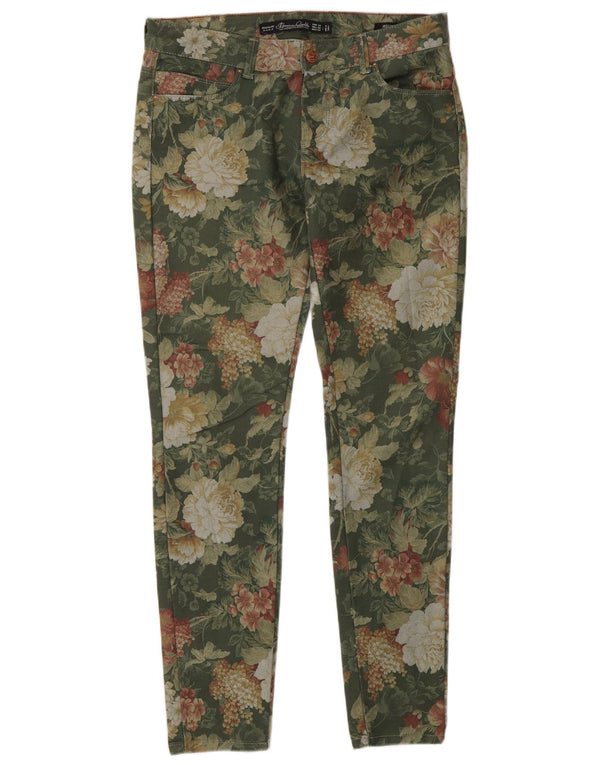 Zara Dame Jegging Bukser EU 38 Small W28 L30 Green Floral