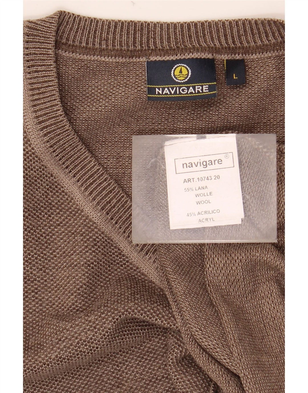 NAVIGARE Dame V-hals sweater UK 16 Stor brun uld