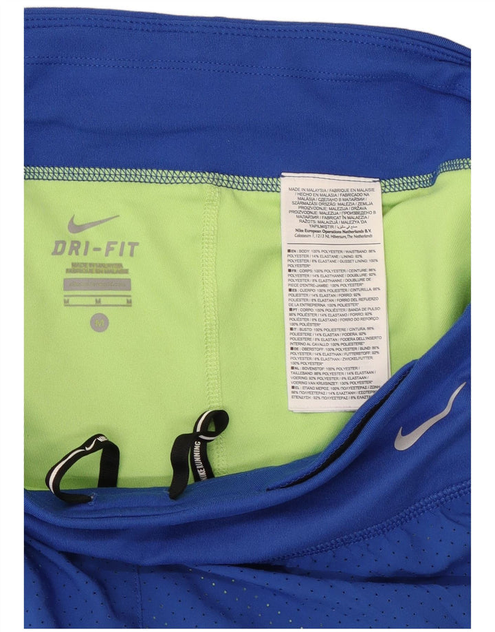 Nike Dame Dri Fit Sports Shorts UK 14 Medium Blue Colourblock Polyester