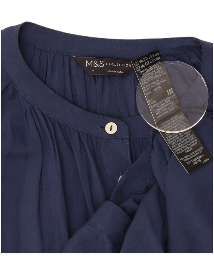Marks & Spencer skjortebluse til kvinder UK 14 Stor marineblå viskose
