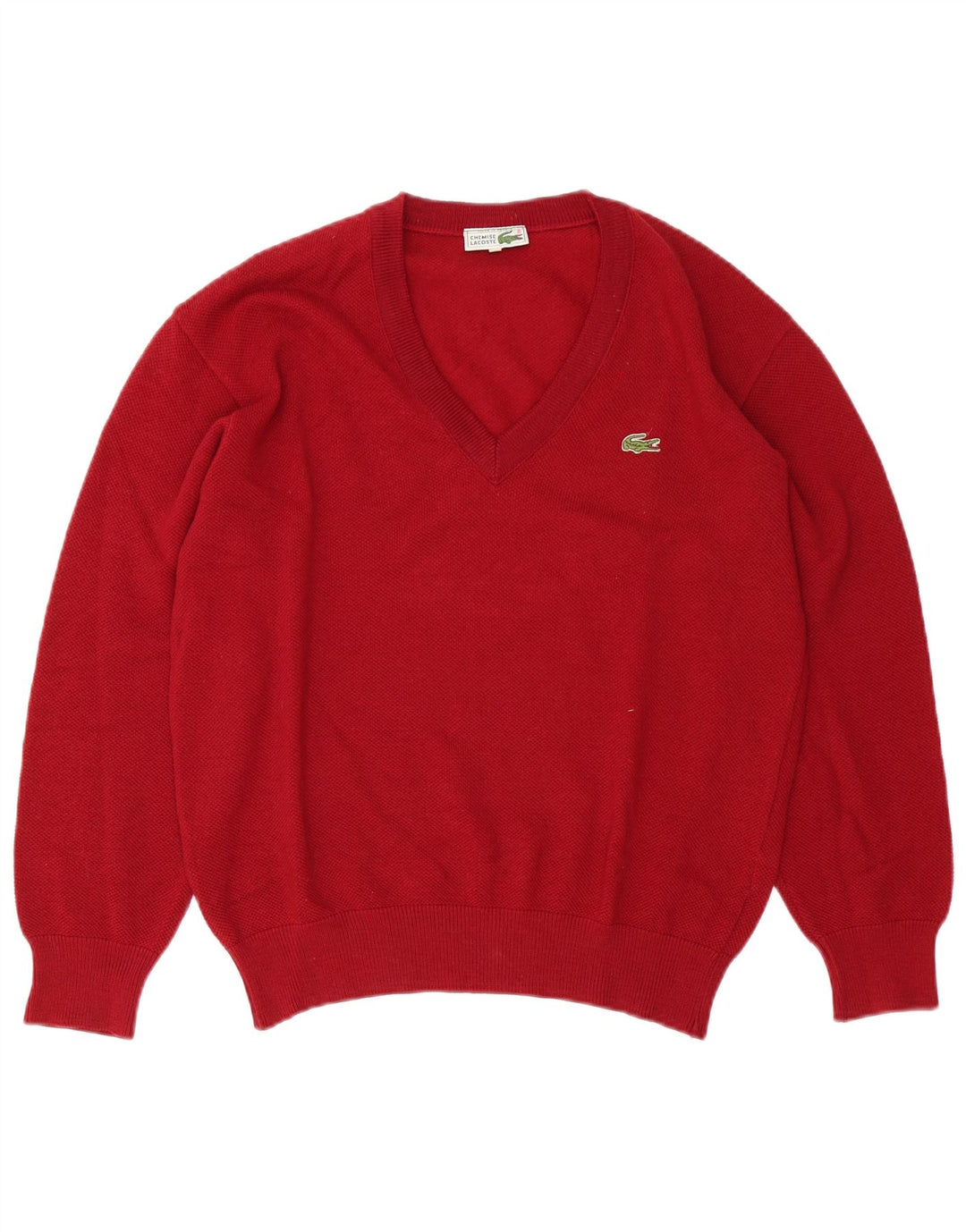 Lacoste Herre V-hals sweater str. 5 Large Rød Uld