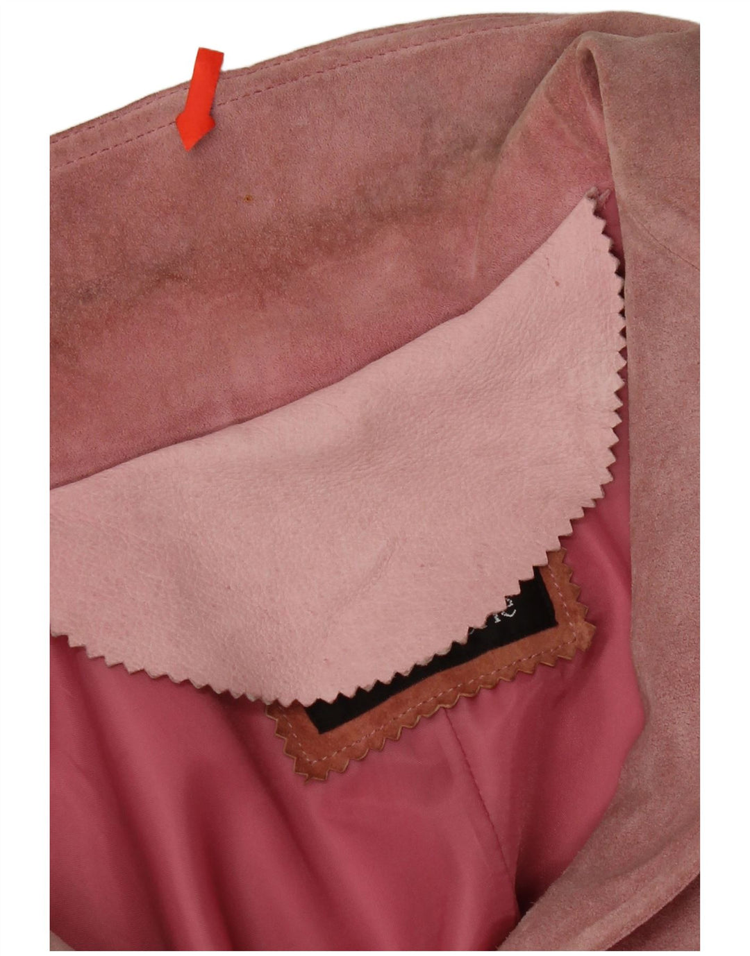 VINTAGE Dame 2-knaps ruskindsblazerjakke IT 46 Large Pink Læder