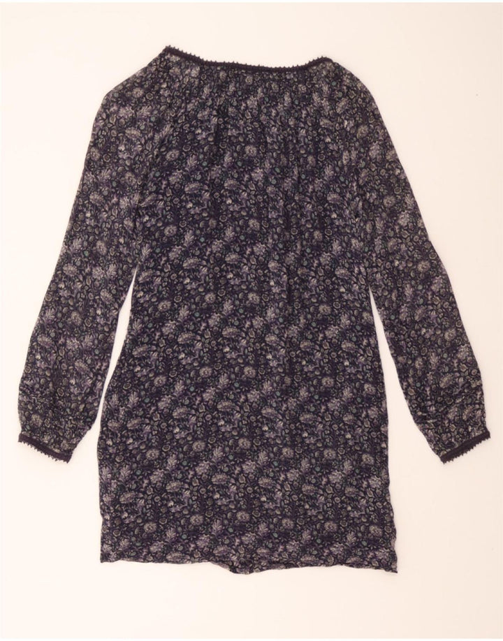 MASSIMO DUTTI Womens Long Sleeve Shift Dress EU 38 Small Navy Blue Floral Vintage Massimo Dutti and Second-Hand Massimo Dutti from Messina Hembry 