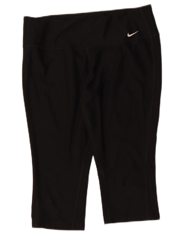 Nike Dame Dri Fit Capri Leggings UK 14 Large Black Polyester