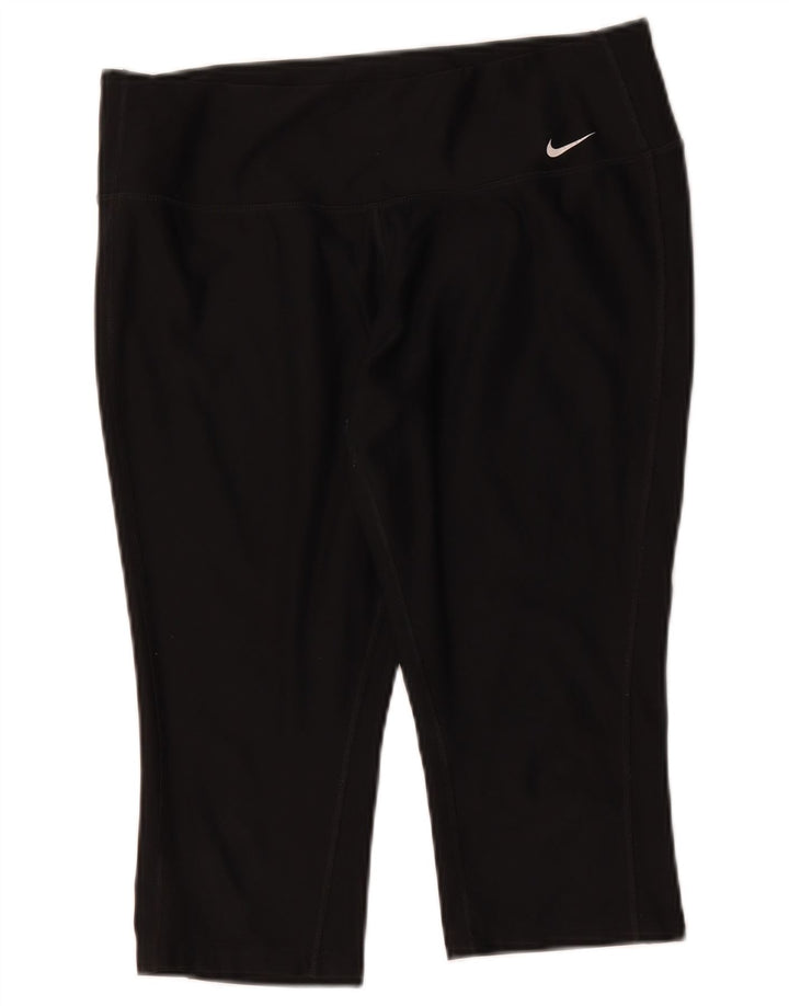Nike Dame Dri Fit Capri Leggings UK 14 Large Black Polyester