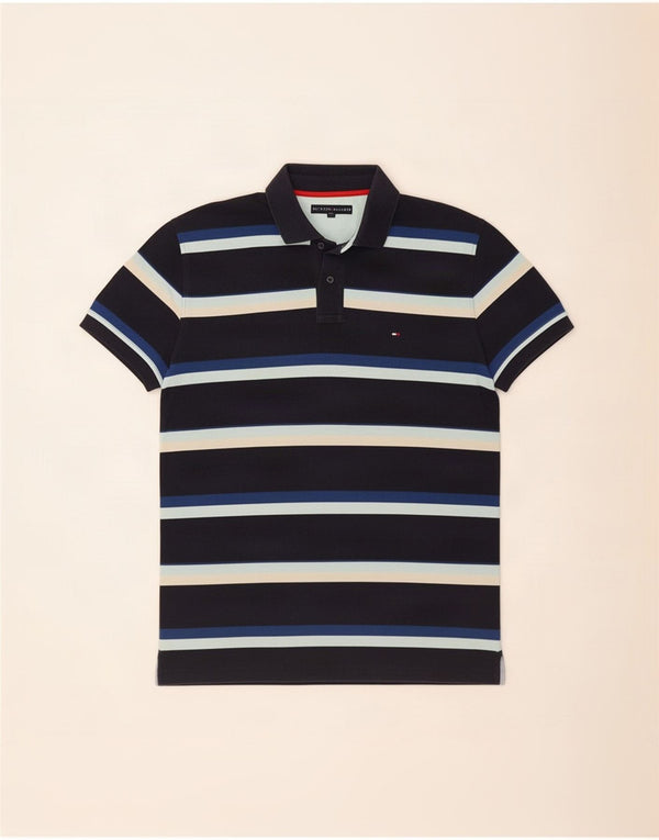 Tommy Hilfiger Herre poloshirt Stor marineblå stribet bomuld