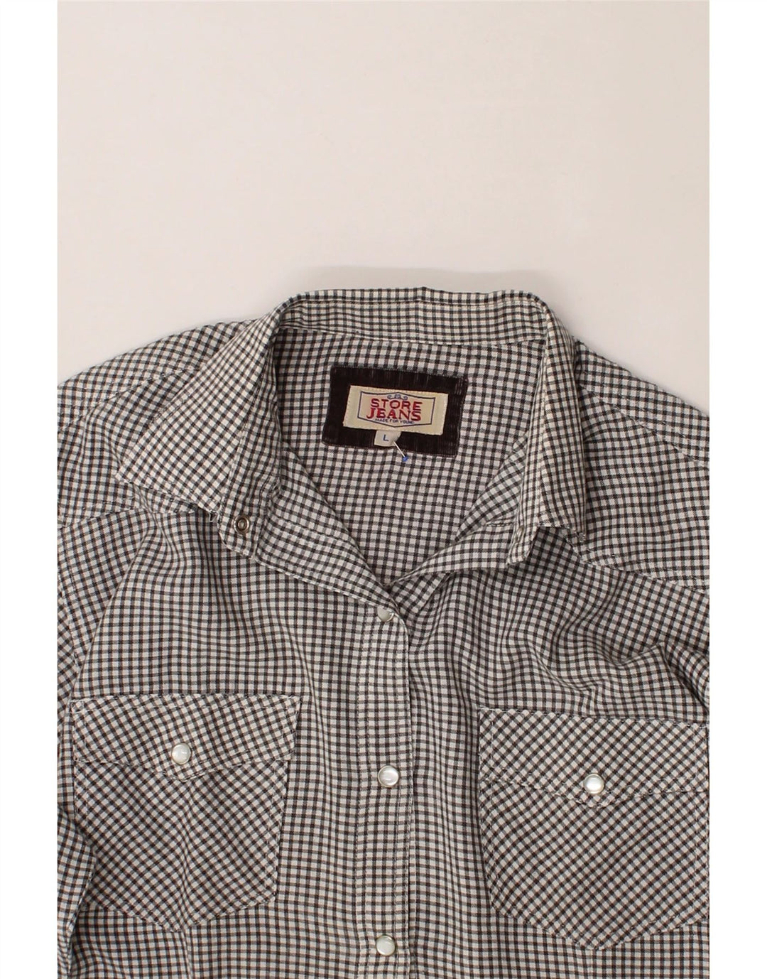 VINTAGE Womens Shirt UK 16 Large Black Gingham Polyester Vintage Vintage and Second-Hand Vintage from Messina Hembry 