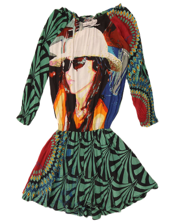 Desigual Kvinders Grafisk Drop Waist Dress EU 38 Medium Multicolored Floral