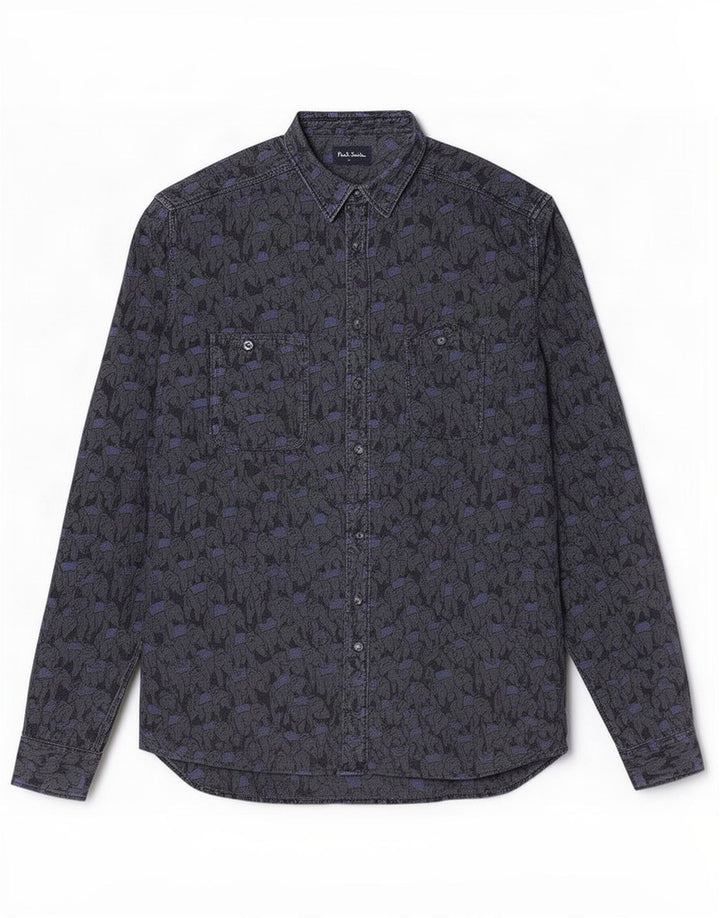Paul Smith Herreskjorte Stor grå Animal Print Bomuld