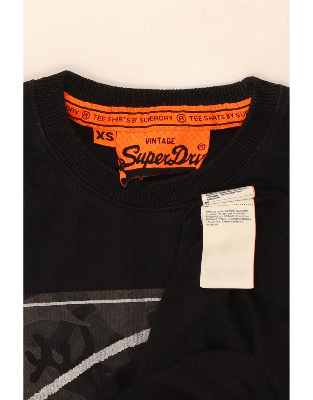 SUPERDRY Herre grafisk T-shirt Top XS Sort bomuld