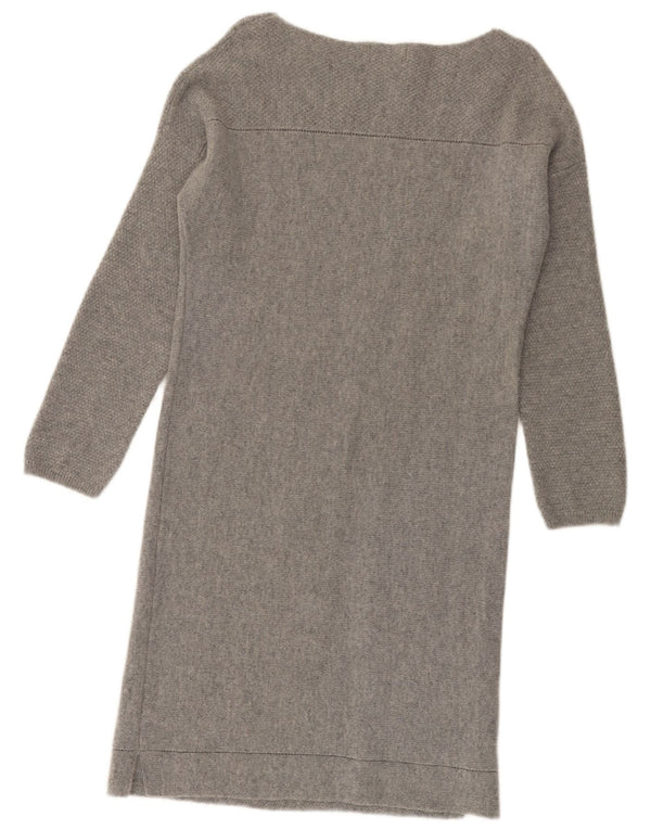MONSOON Dame Langærmet Jumper Dress UK 10 Small Grey Uld