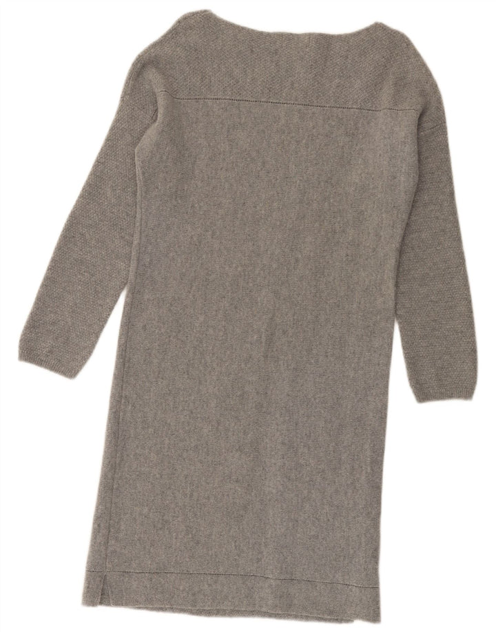 MONSOON Dame Langærmet Jumper Dress UK 10 Small Grey Uld
