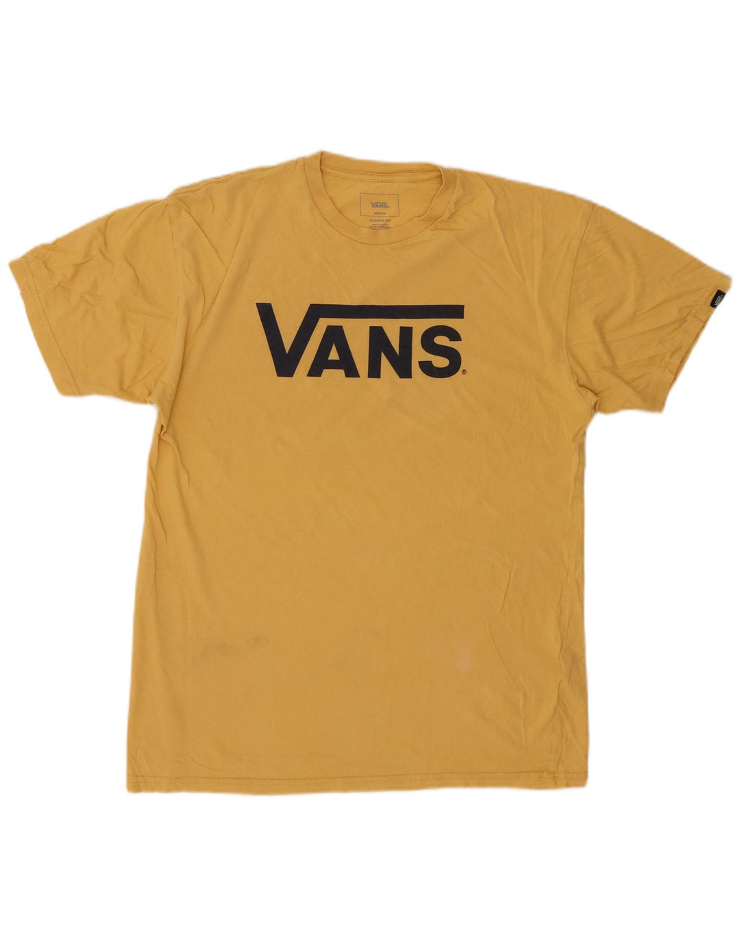 VANS Herre Classic Fit Grafisk T-Shirt Top Medium Gul Bomuld