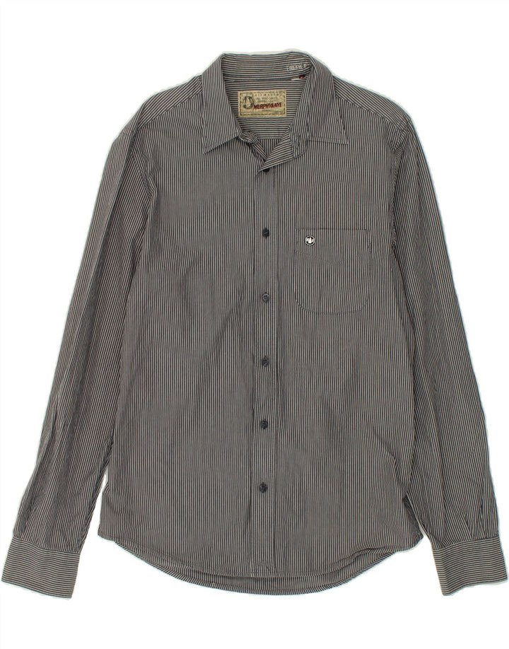 MURPHY & NYE Mens Slim Fit Shirt Large Navy Blue Pinstripe Vintage Murphy & Nye and Second-Hand Murphy & Nye from Messina Hembry 