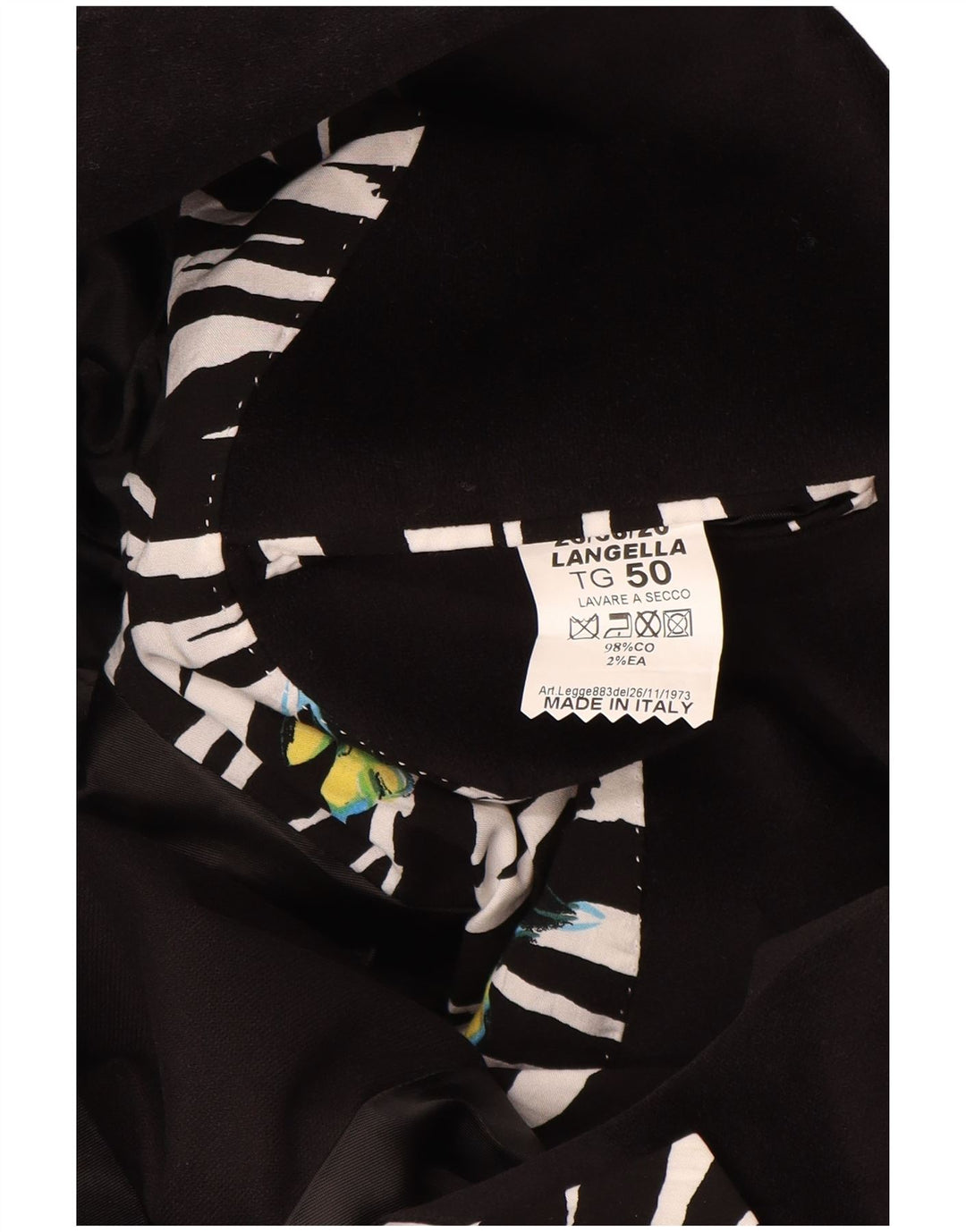 VINTAGE Herre 2-knaps blazerjakke IT 50 Stor sort bomuld