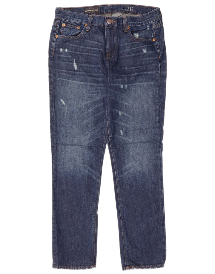 J. Crew Kvinde Kæreste Distressed Slim Jeans W26 L28 Blå Bomuld