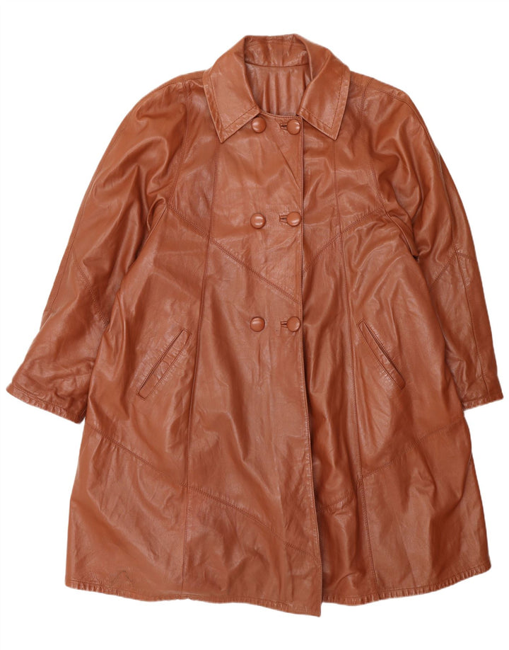 Vintage Dame Dobbeltradet Oversized Frakke IT 46 Stor Brun