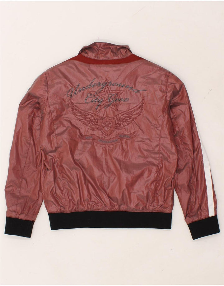 GEOX Boys Graphic Bomber Jacket 7-8 Years Maroon Vintage Geox and Second-Hand Geox from Messina Hembry 