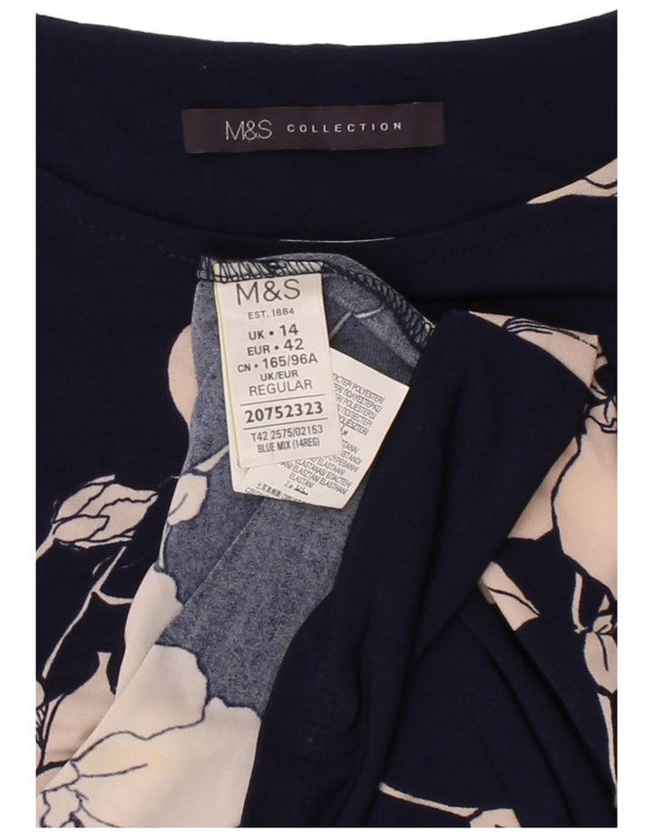 MARKS & SPENCER Womens Sheath Dress UK 14 Medium  Navy Blue Floral