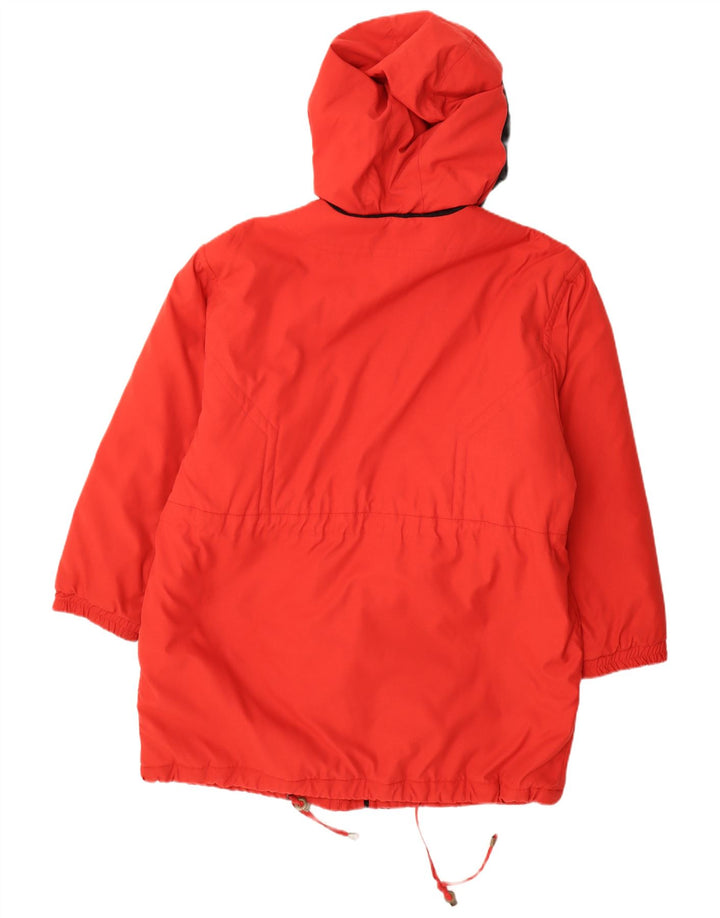 Vintage oversize polstret hættejakke til kvinder EU 44 XL Rød Colourblock