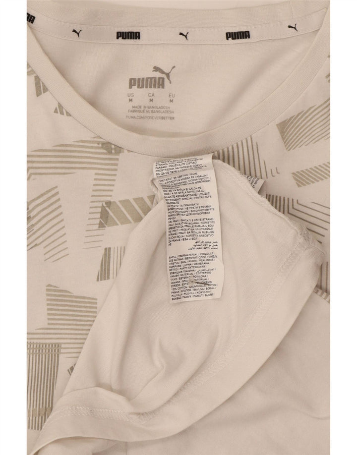 Puma Herre grafisk T-shirt Top Medium Hvid Geometrisk Bomuld