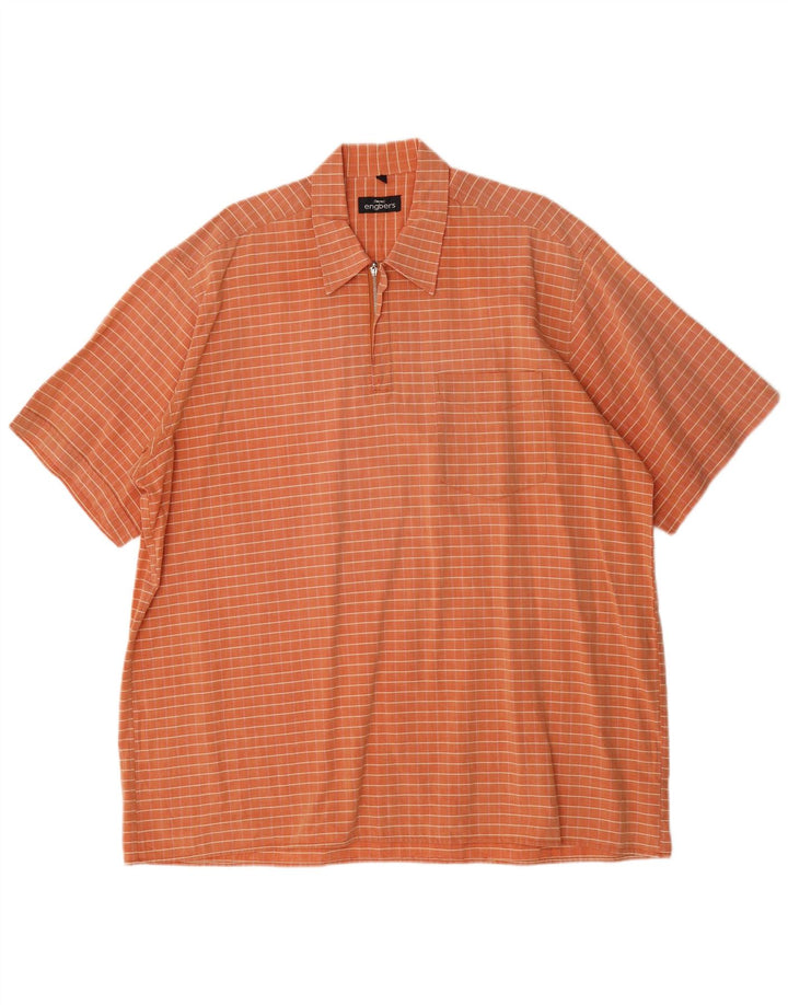 ENGBERS Kortærmet herretrøje str. 45/46 2XL Orange ternet