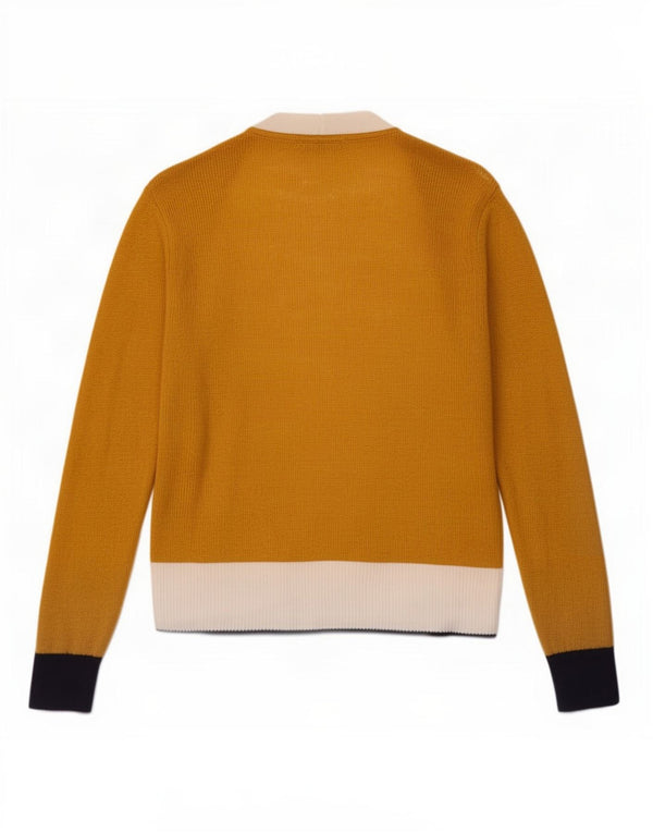 Boden Womens Open Cardigan Sweater UK 6 XS Gul Colourblock Linned