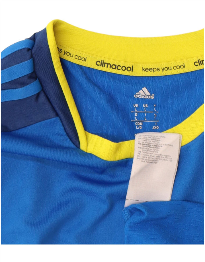 ADIDAS Herre Climacool T-Shirt Top Stor Blå Colourblock Polyester