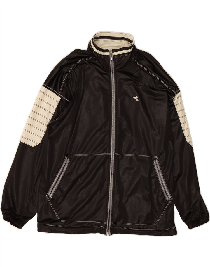 DIADORA Womens Tracksuit Top Jacket UK 14 Large Black Colourblock Vintage Diadora and Second-Hand Diadora from Messina Hembry 