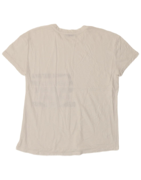 Zara Dame Grafisk T-Shirt Top UK 10 Small White